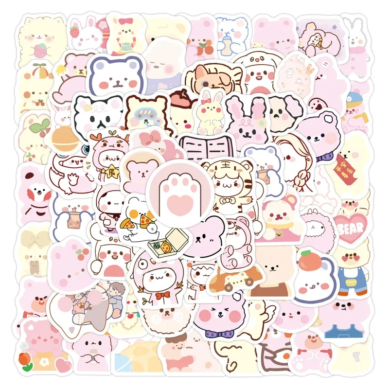 tiny home kitchen cabinets 500 Artsy Korean Bear Girl Stickers - Vintage Edgy english home kitchen Hand-Engraved for Journals Luggage & Stationery home kitchen food business