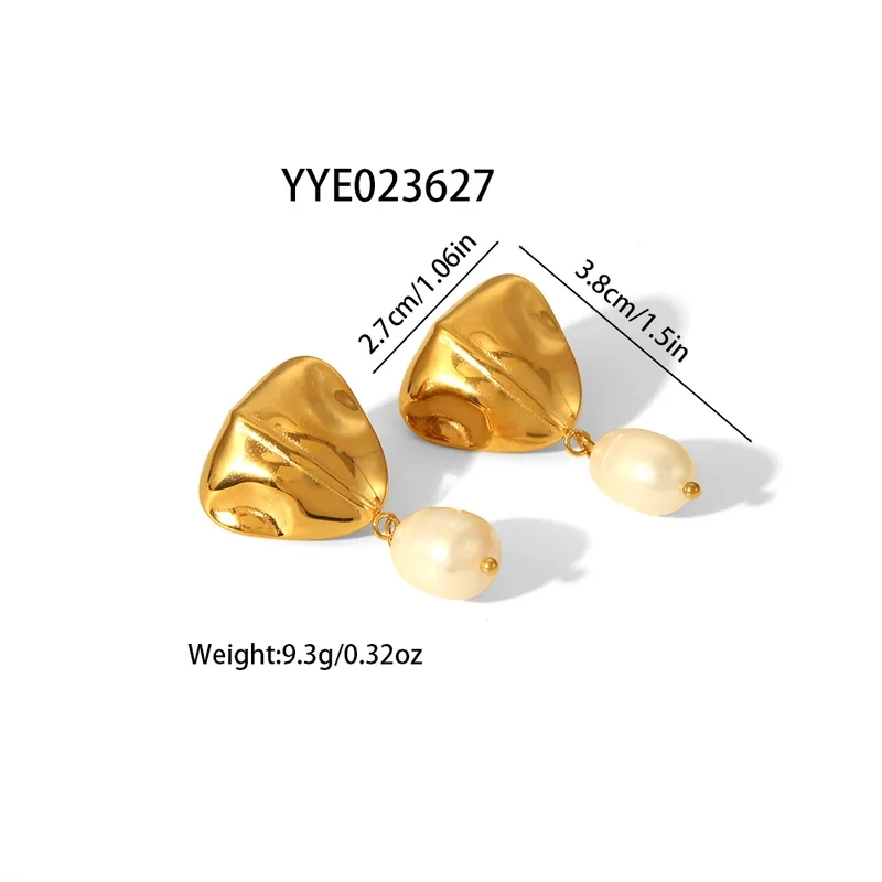 3d printer fine jewelry Unique Grunge Geometric 18K Gold Freshwater Pearl Earrings - Custom-Fit Stainless Steel Drop fine jewelry sets Design ozel fine jewelry