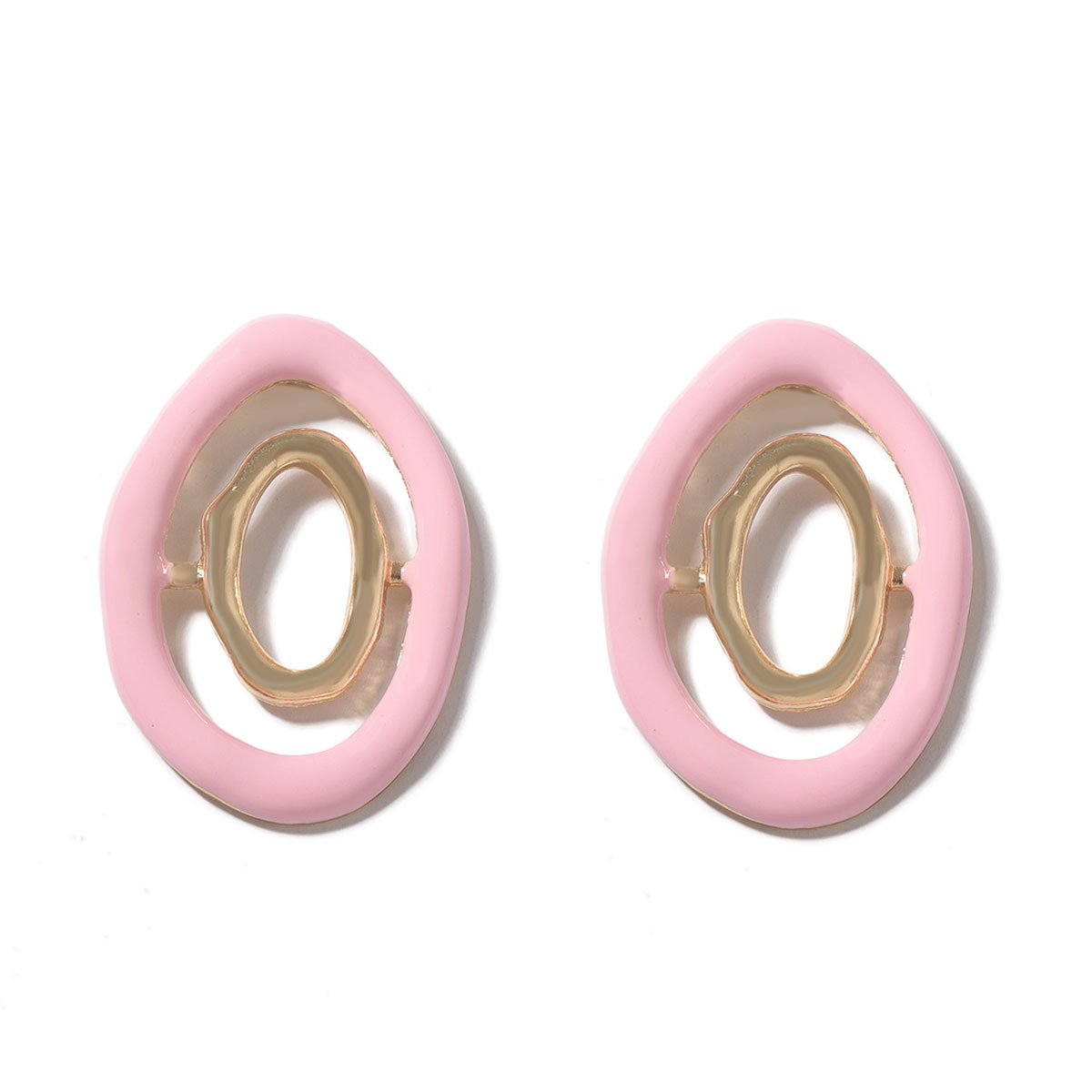 5 dollar fashion jewelry Artisanal Boho-Inspired fashion jewelry by bulk Geometric Oval Zinc Alloy Ear Studs - Sleek Irregular Style high fashion jewellery brands