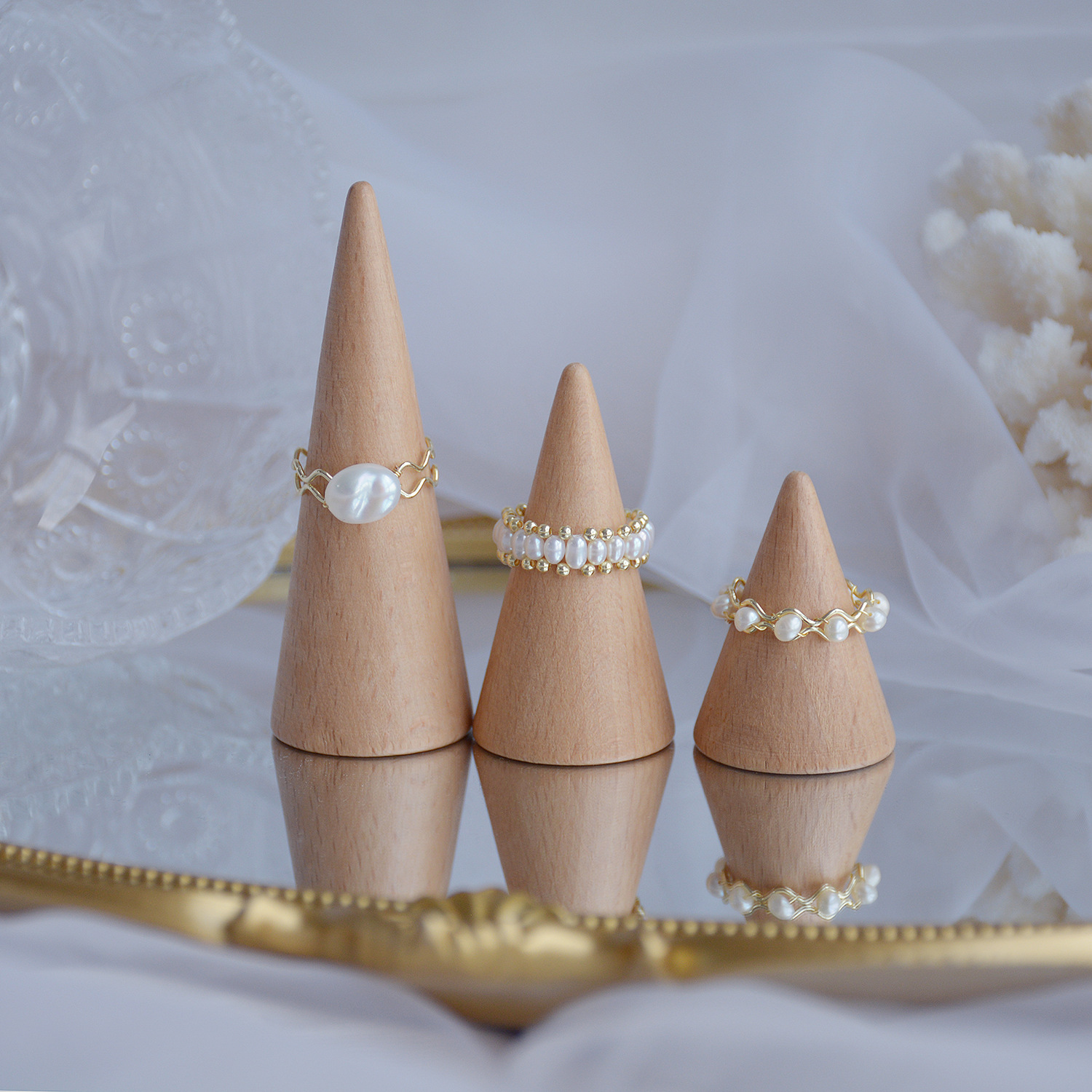 buy high-end jewelry online Handmade Bold high end used jewelry Geometric Freshwater Pearl Open Rings - Boho Chic Grunge Affordable Luxury funky high end jewelry