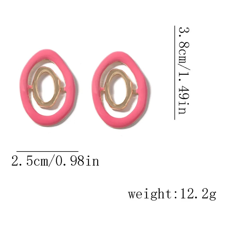 fashion jewelry gucci Artisanal Boho-Inspired Geometric Oval fashion jewellery quality Zinc Alloy Ear Studs - Sleek Irregular Style 3 jewelry