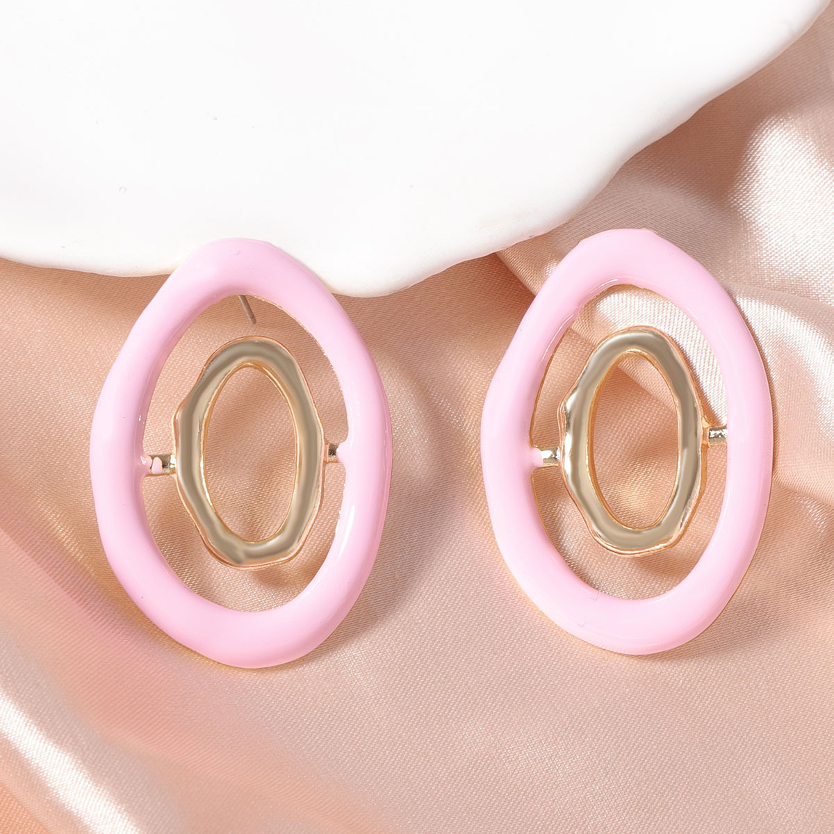 fashion jewelry nyc Artisanal Boho-Inspired Geometric wholesale fashion jewelry suppliers Oval Zinc Alloy Ear Studs - Sleek Irregular Style fashion jewelry manufacturers