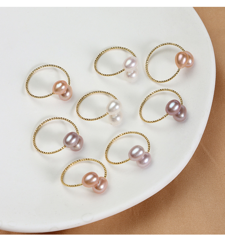 high end jewelry logos Limited Edition Genuine Freshwater Pearl Geometric Copper Rings high end diamond jewelry brands with a Luxury Feel high end jewelry designers