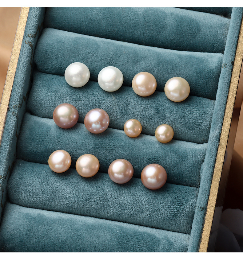 high end vintage costume jewelry Genuine Polished Freshwater Pearl Studs - Safe, high end jewelry resale Solid Color Earrings from Seasonal Collection high end jewelry what is