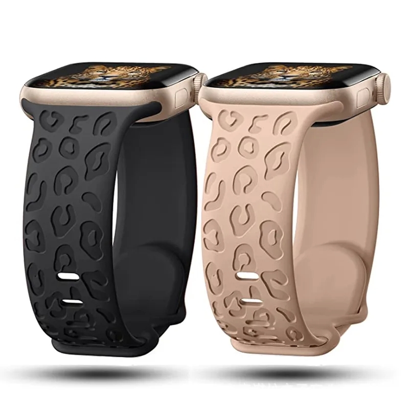 honey fashion accessories Handmade Glam Leopard Silicone Strap for Apple Watch with Butterfly Buckle - rising fashion accessories ltd Sleek Design jane's fashion & accessories