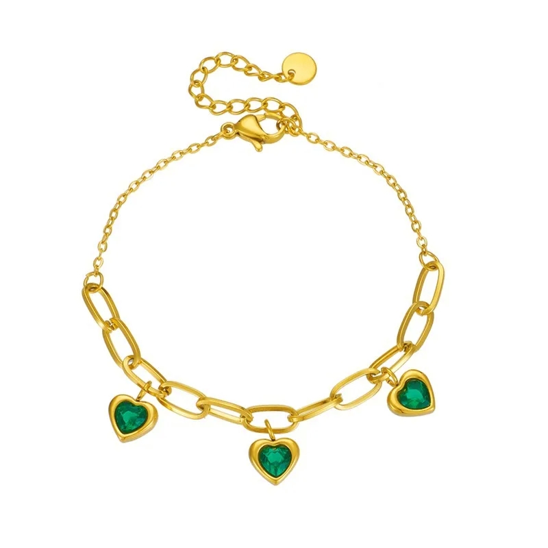 Elegant 18K Gold-Plated Heart Bracelets - Custom-Fit & Lightweight Luxury in 304 Stainless Steel (Wholesale)
