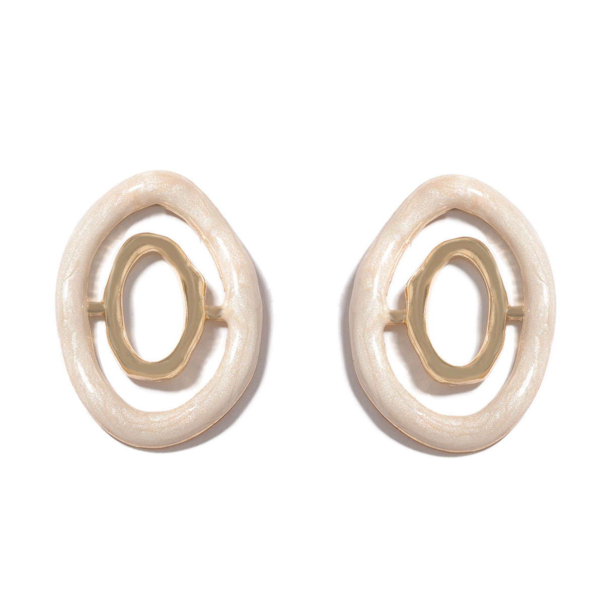 online fashion jewelry Artisanal Boho-Inspired Geometric Oval Zinc Alloy Ear Studs - alamode fashion jewelry Sleek Irregular Style 2000s fashion jewelry
