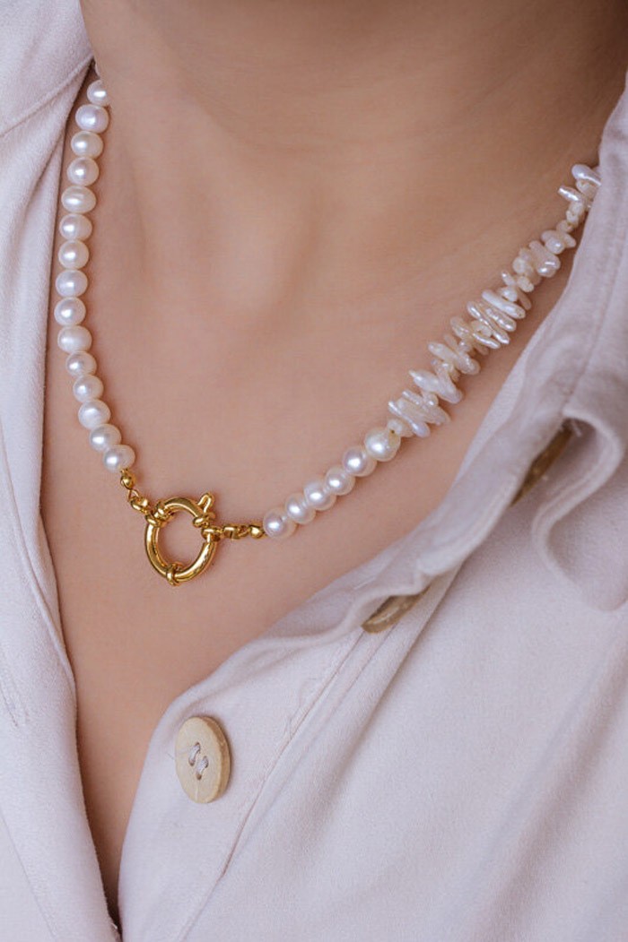 resale high end jewelry Eco-Chic Celeb Style: Upcycled Shiny Titanium & high end women's jewelry brands Freshwater Pearl Jewelry Set (2 PCS/Package) high end opal jewelry