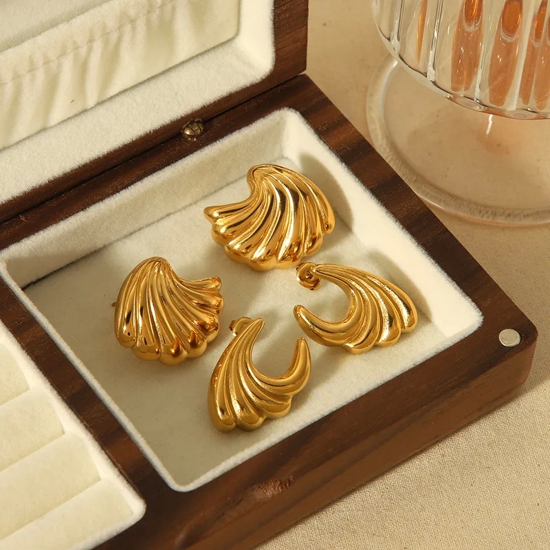 Limited Stock Custom-Fit Tarnish-Resistant 18K Gold Plated Stainless Steel Vintage Ear Studs