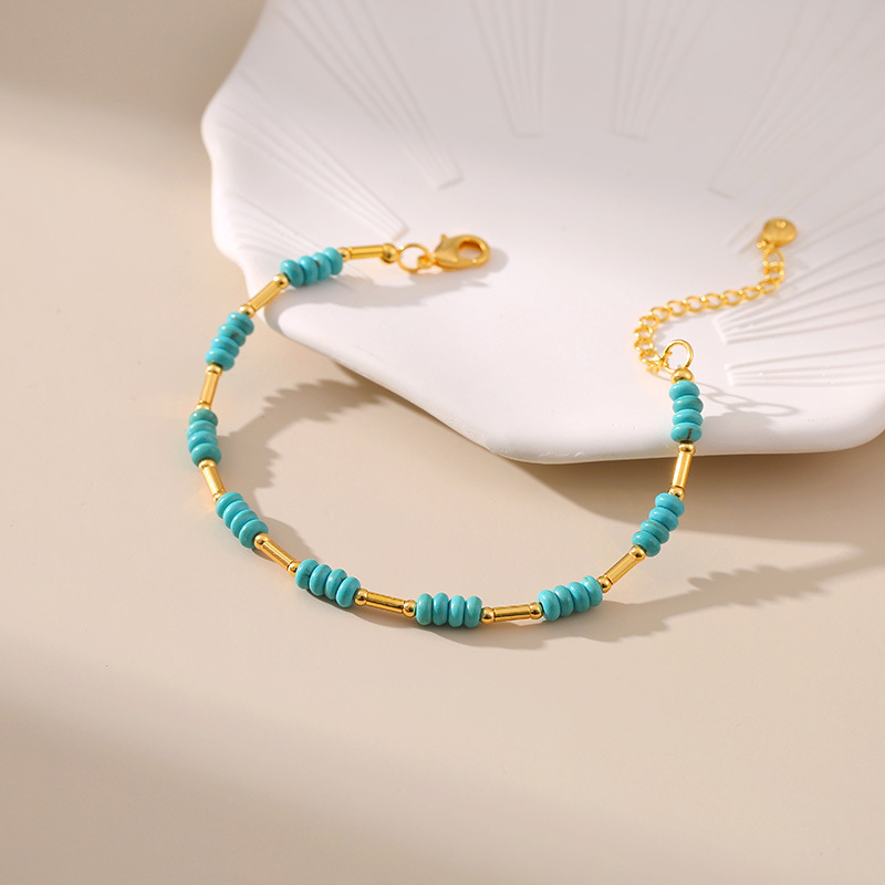 18k gold fine jewelry earrings Colorful Sophisticated Geometric Turquoise Bracelets with Glam Vibe for fine jewelry cross necklace Daily Wear - Copper Plated studio 51/50 piercing & fine jewelry