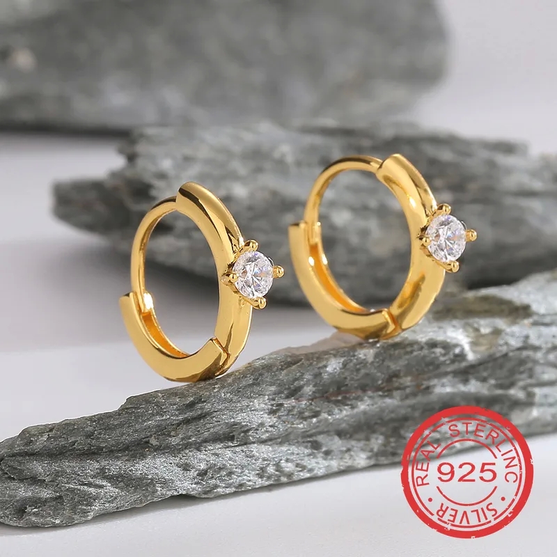 fashion jewelry 2025 Rustic Earthy Sterling Silver Earrings with fashion jewelry brooches Zircon Inlay - Lightweight Simple & Classic Design best designer fashion jewelry