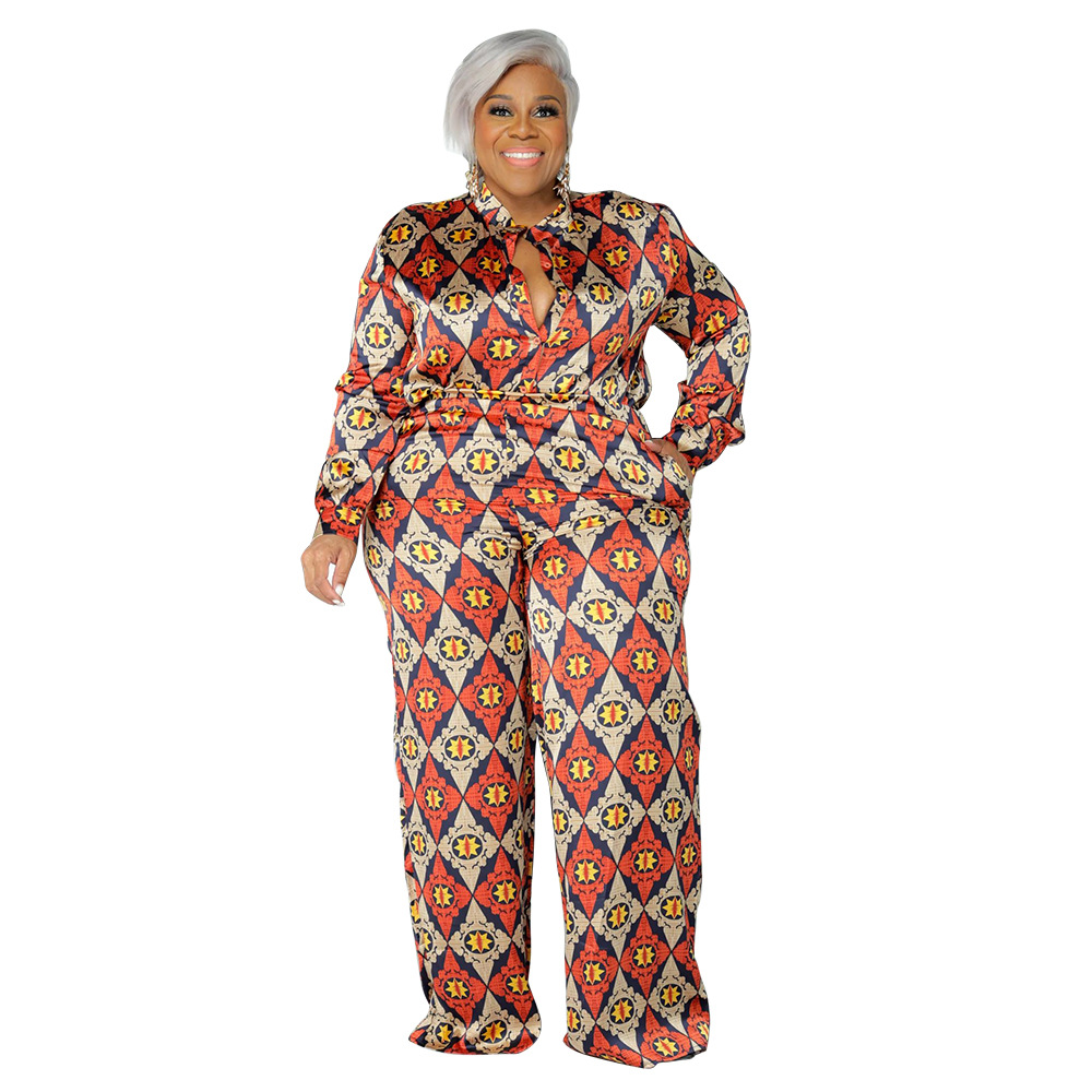 6x women's clothing Eye-Catching Retro Print women's clothing sale Plus Size Spandex Pants Set - Personalized, Non-Toxic Gift-Ready Two-Piece Outfit 6pm women's clothing