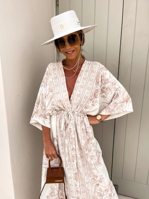 70s black fashion women's clothing Artisan Ethnic women's clothing high quality V-Neck Short Sleeve Maxi Dress - Luxury Handcrafted Elegance for Holiday Retreats women's clothing victorian era