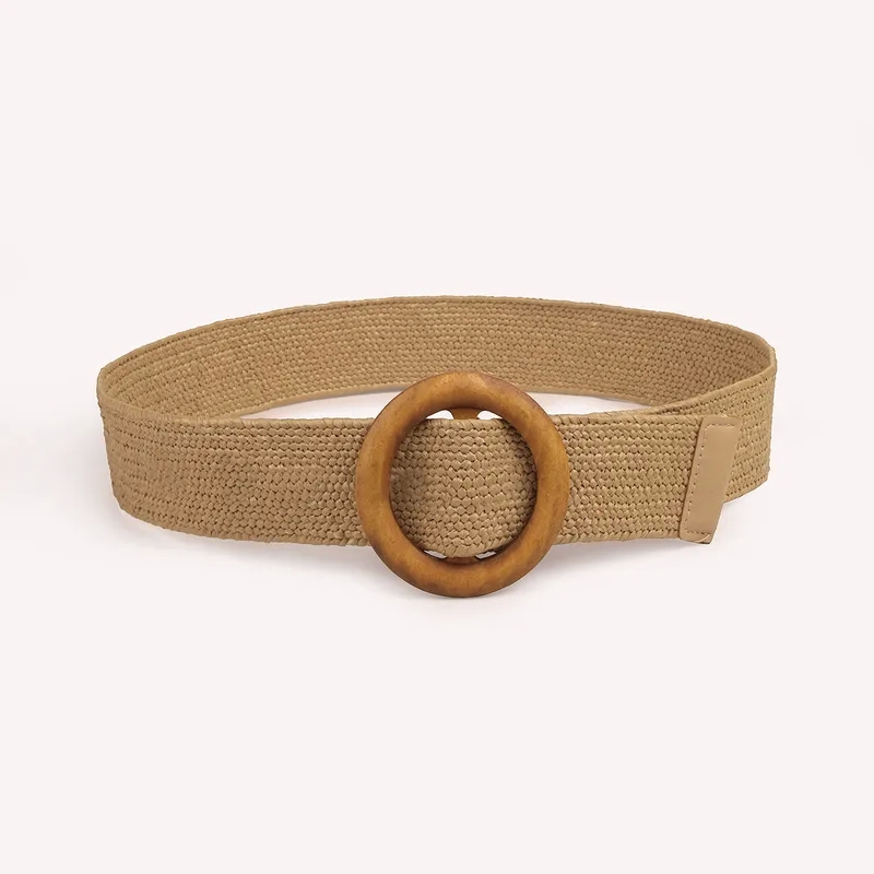 80s women's fashion accessories Affordable Luxe Women's Woven Belt - Simple Style Circle Design Plastic Wood Rare Sophisticated vision statement for fashion accessories Piece fashion accessories in the 1960s