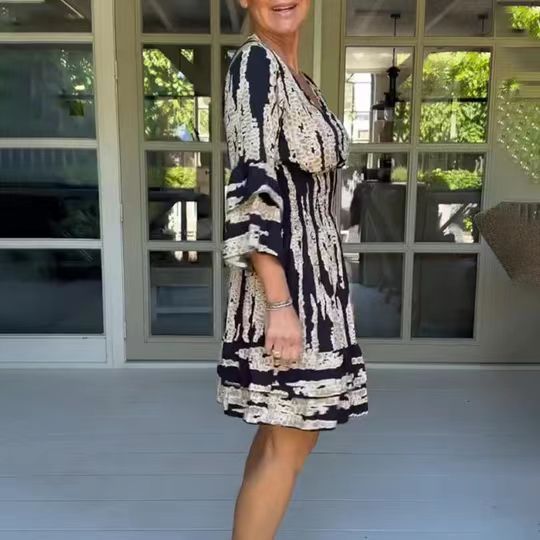 bohemian women's clothing Quick Discounted Elegant Women's V-Neck Long Sleeve ll bean women's clothing Printed Princess Dress - Perfect for Holidays & Daily Wear women's clothing high end
