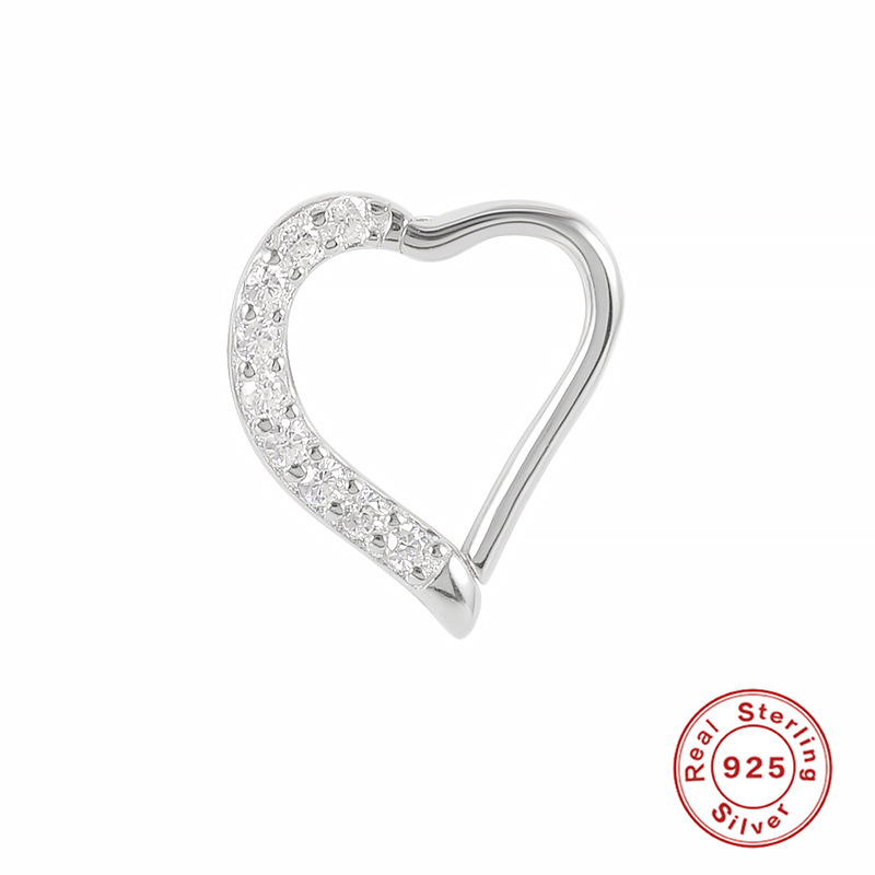 cool high end jewelry Vintage Heart-Shaped Silver Nose Stud with Zircon - Glossy high end jewelry travel case Personalized Jewelry Gift high end jewelry stores atlanta