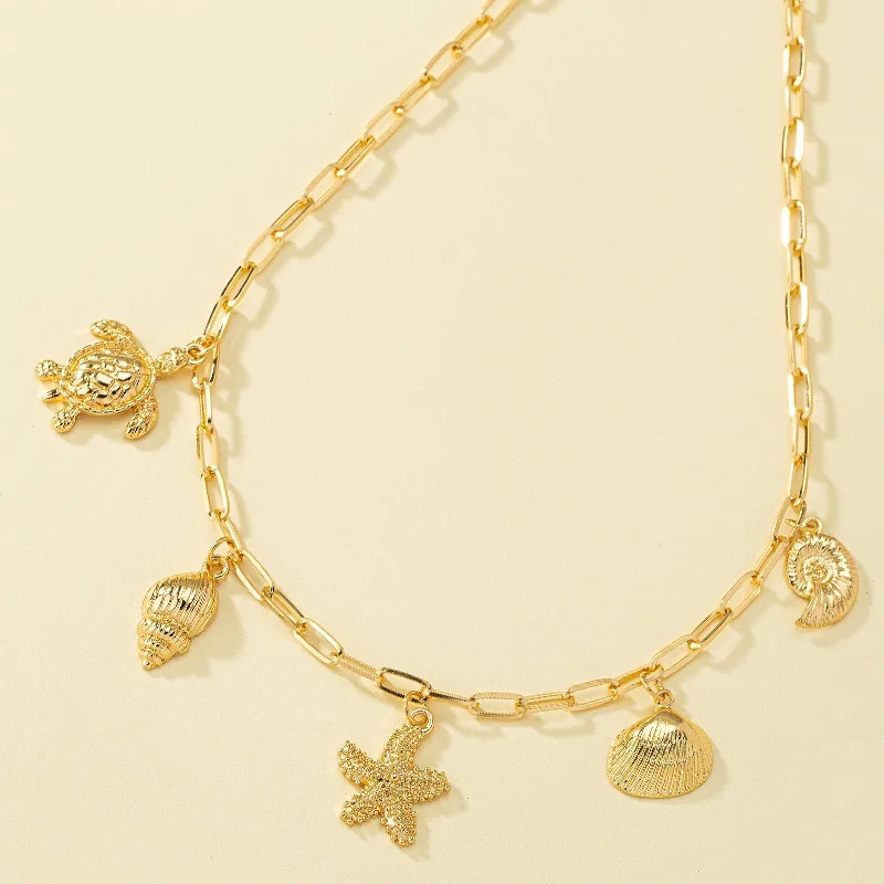 especially for you fashion jewelry Vintage Charm Sustainable Starfish & Shell diamond fashion jewelry Pendant Necklace - Luxury Alloy Plating Women's Jewelry Piece fashion jewelry thailand