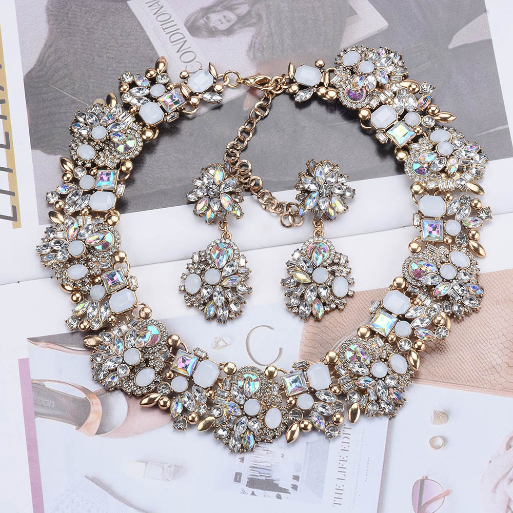 fashion jewelry fashion jewelry sets Luxurious Bold Geometric Alloy Necklace & Earrings with old money fashion jewelry Custom-Fit Artificial Gemstones - Comfortable Elegance mi alma fashion jewelry