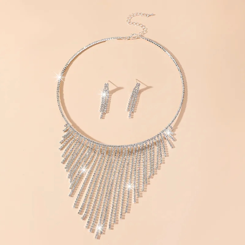 fashion jewelry macy's Retro Luxe Rhinestone Tassel Earrings & Necklace 17 mile fashion jewelry Set - Fast Craftsmanship fashion jewelry logo