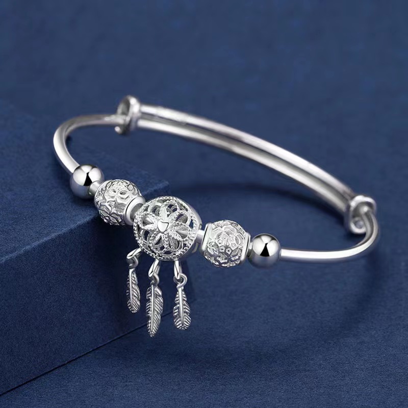 fashion jewelry shop Ethically Sourced Exquisite Retro Dreamcatcher yellow crystal necklace fashion jewelry Alloy Plated Women's Bangle - High-End Wholesale Piece silver fashion jewelry