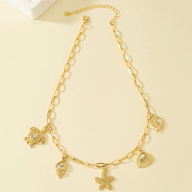 fashion jewelry wholesale los angeles Vintage Charm Sustainable Starfish & Shell Pendant Necklace - Luxury Alloy Plating amazon fashion jewelry Women's Jewelry Piece jewelry costume quality
