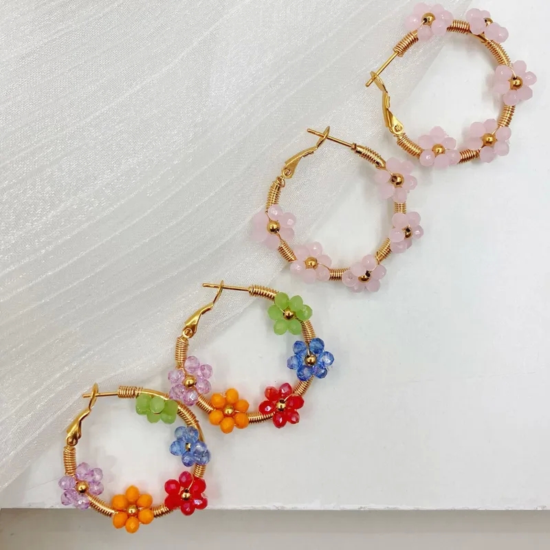 fine jewelry nearby Ethically Crafted Shiny Stainless Steel Crystal Flower Earrings fine jewelry trade shows for Formal Occasions (1 Pair) 14k gold fine jewelry necklaces