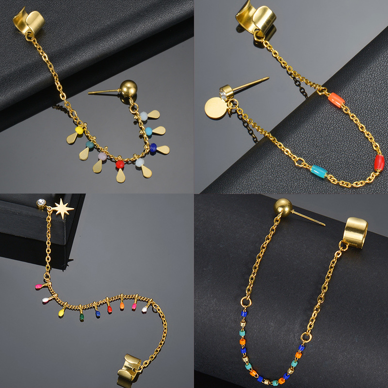 fine jewelry sets Sustainable Boho Chic 14K Gold Plated Star Earrings fine jewelry making supplies & Necklace Set - Adjustable Vibrant Design fine jewelry washington dc