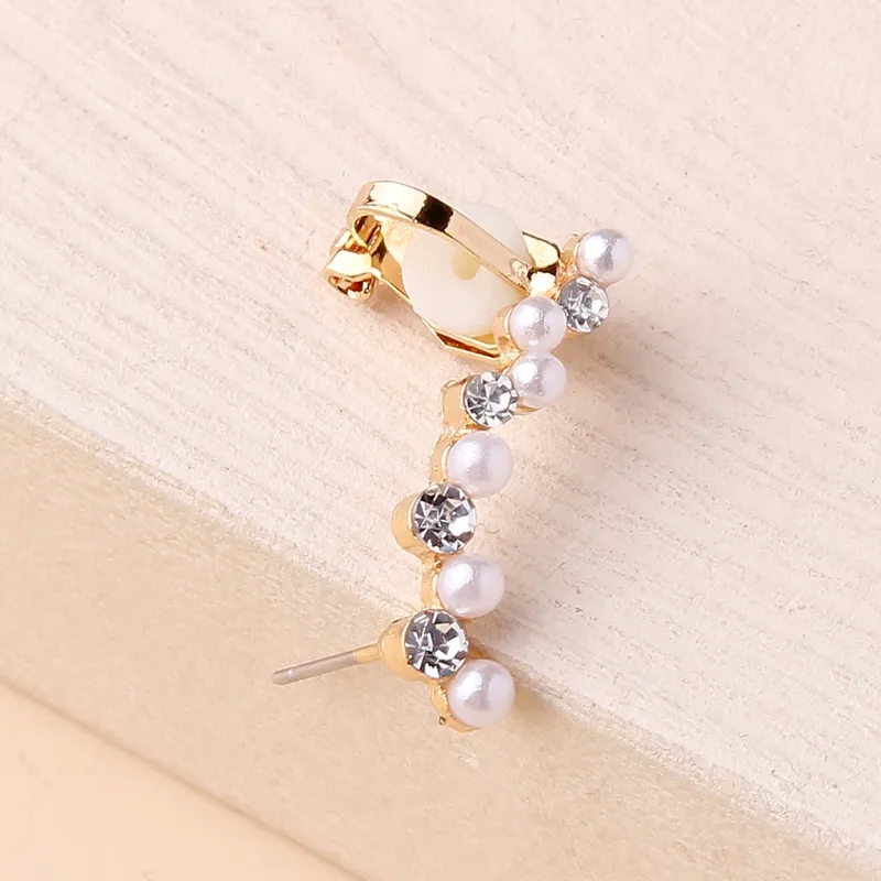 fine jewelry toe rings Boho Chic Star Pearl Rhinestone Ear Cuff - Affordable Sustainable Gold-Plated fine jewelry on sale Luxury Piece fine jewelry miami