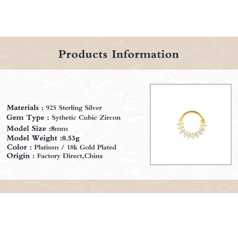 high end women's jewelry brands High-End Ethical Zircon Silver-Plated Circle Nose Ring | children's high end jewelry Trendsetting Rustic Everyday Jewelry is pandora considered high end jewelry