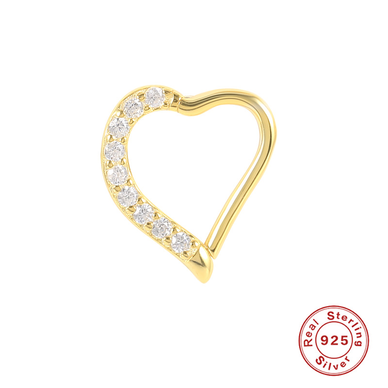 high end wood jewelry box Vintage Heart-Shaped high end jewelry sales salary Silver Nose Stud with Zircon - Glossy Personalized Jewelry Gift high end jewelry stores nyc