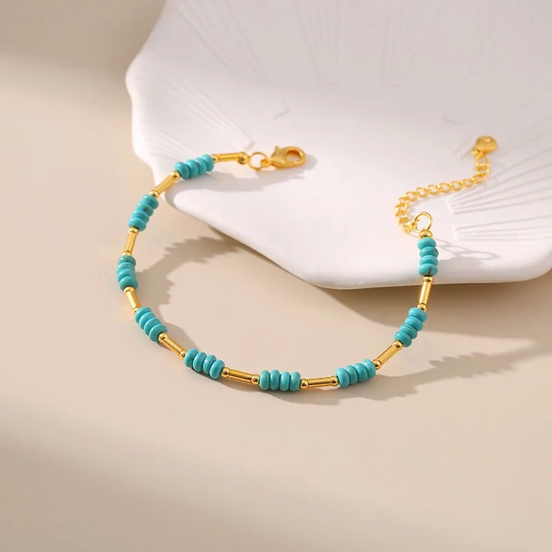jacoje fine jewelry Colorful Sophisticated Geometric Turquoise Bracelets with Glam Vibe for fine jewelry knoxville tn Daily Wear - Copper Plated 18k gold fine jewelry