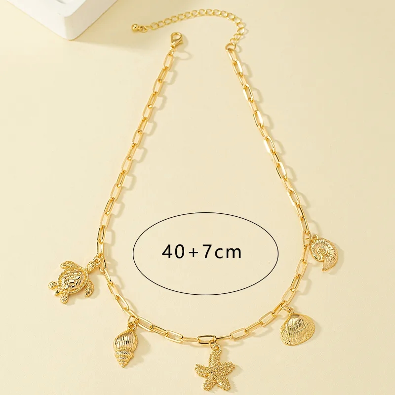 japanese fashion jewelry Vintage designer fashion jewelry Charm Sustainable Starfish & Shell Pendant Necklace - Luxury Alloy Plating Women's Jewelry Piece 1950s fashion jewelry