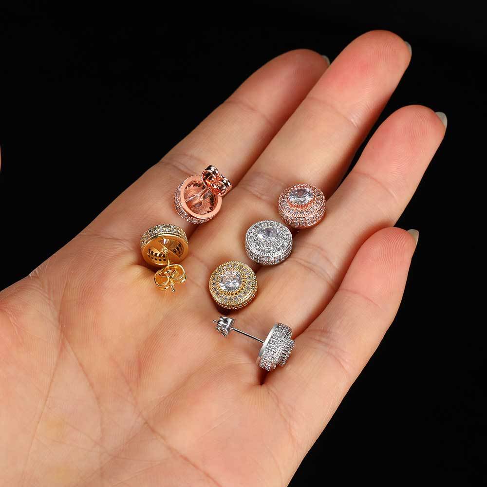 kaplans fine jewelry Discounted Grunge Style Elegant Round fine jewelry engraving Copper Stud Earrings with Inlaid Zircon university of alabama fine jewelry