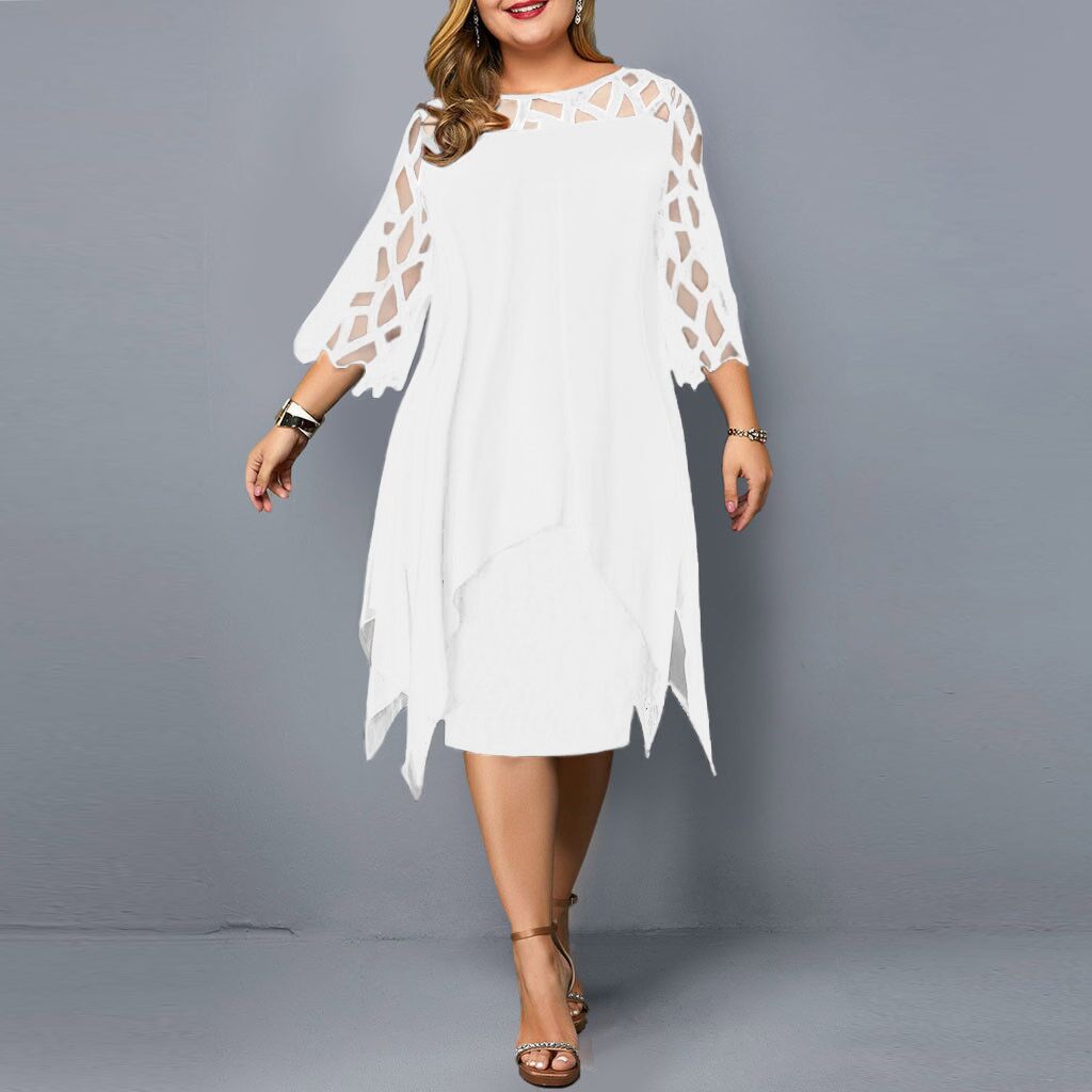 stores for women's clothing Exclusive Antique-Inspired Women's Pencil affordable women's clothing Skirt - Glistening Patchwork, 3/4 Sleeve, Knee-Length Fashion Deal large women clothing