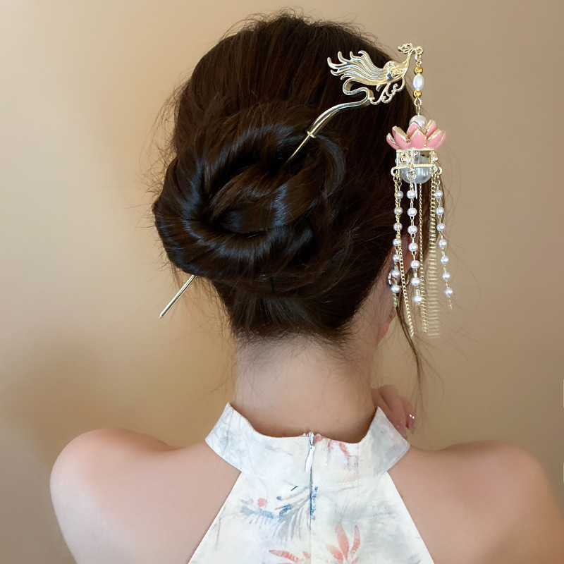 target hair accessories Authentic Women's Polished Chinoiserie Flower Butterfly Metal Hairpin - Waterproof hair clips 99 cent store Party Accessory hair accessories logo design