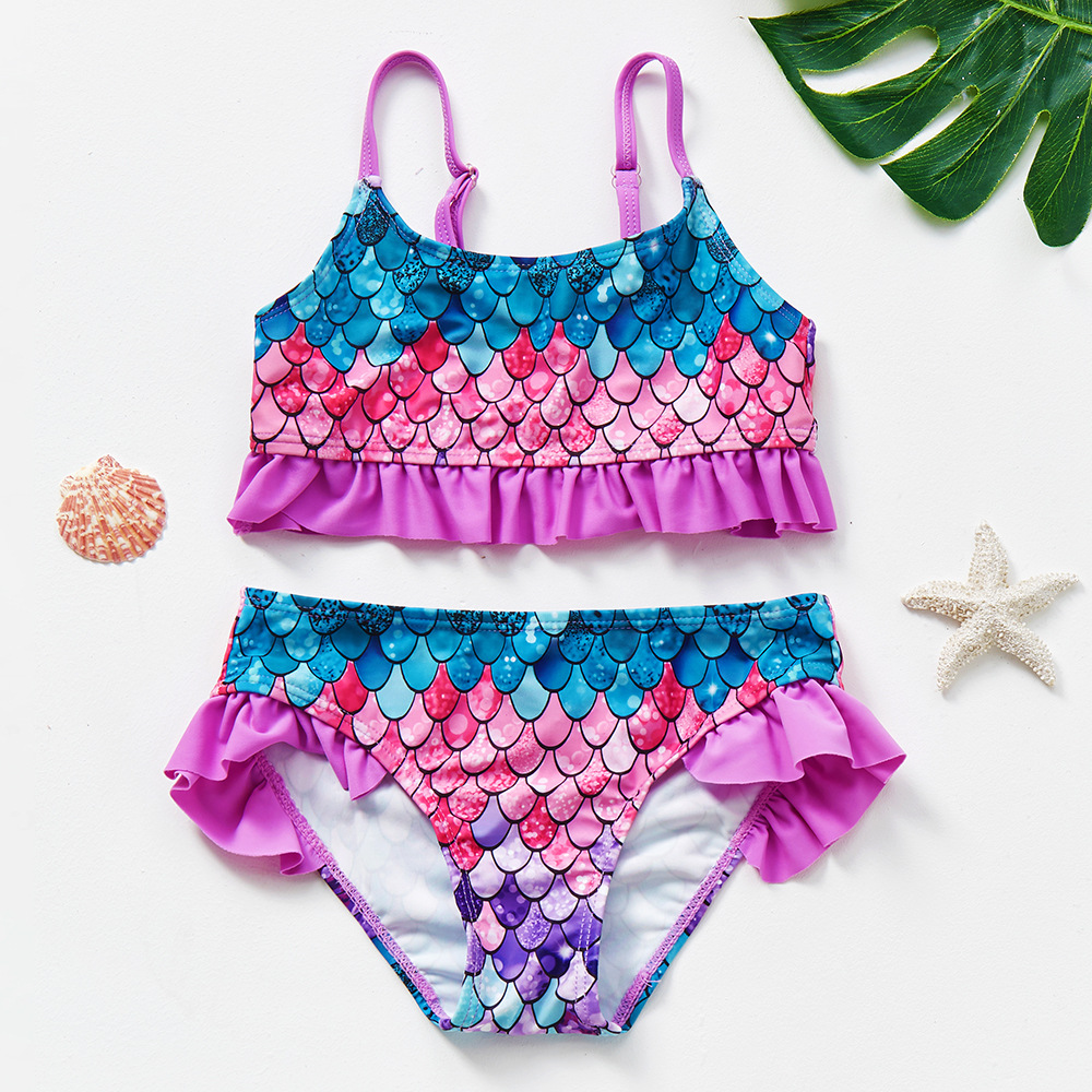 ugly baby kids Sparkling Color Block Girl's Bikini Set - baby kids zone Statement 2 Piece with Sleek Design for Beach well baby kids