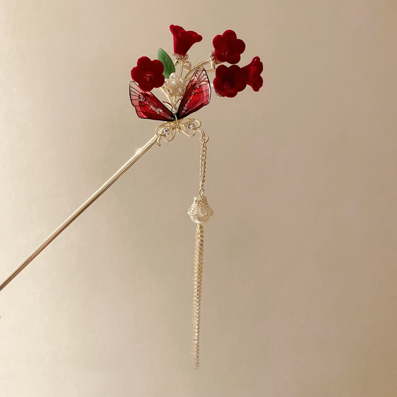 urban outfitters hair accessories Authentic Women's Polished Chinoiserie Flower Butterfly Metal Hairpin hair accessories japanese - Waterproof Party Accessory hair accessories braids