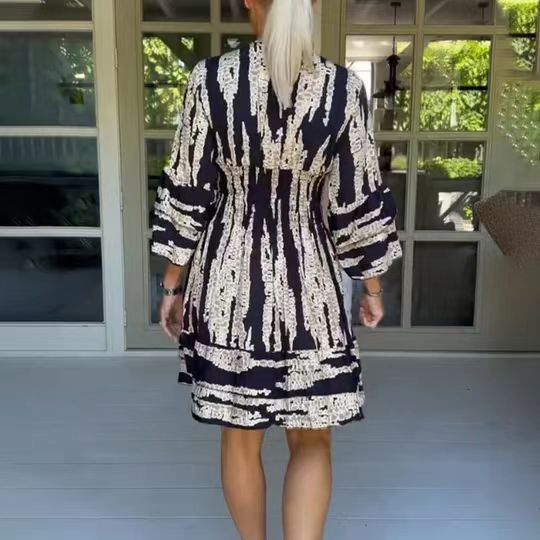 women's clothing evansville indiana Quick convert girl size to women's clothing Discounted Elegant Women's V-Neck Long Sleeve Printed Princess Dress - Perfect for Holidays & Daily Wear women's clothing stores nearby