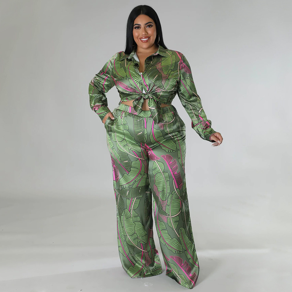 women's clothing revolve Eye-Catching Retro Print Plus Size Spandex european women's clothing Pants Set - Personalized, Non-Toxic Gift-Ready Two-Piece Outfit women's clothing for cruises
