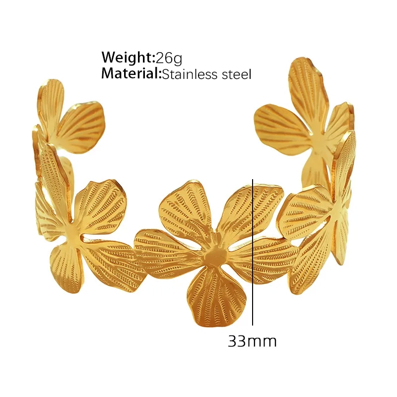 xander jane fine jewelry Stylish 18K Gold-Plated Stainless Steel Floral Bangle: Glamorous no.3 fine jewelry & Affordable Fashion for Vacations fine jewelry qatar