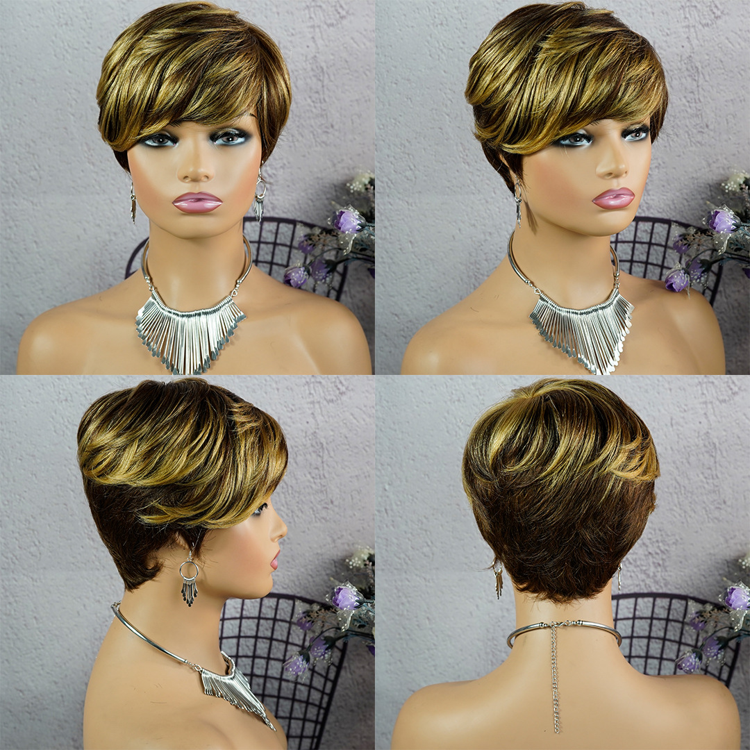beauty health & soul Exclusively Crafted Organic beauty health syndeo Waterproof Women's Elegant Casual Real Hair Side Fringe Short Straight Wig 87 beauty and wellness collective