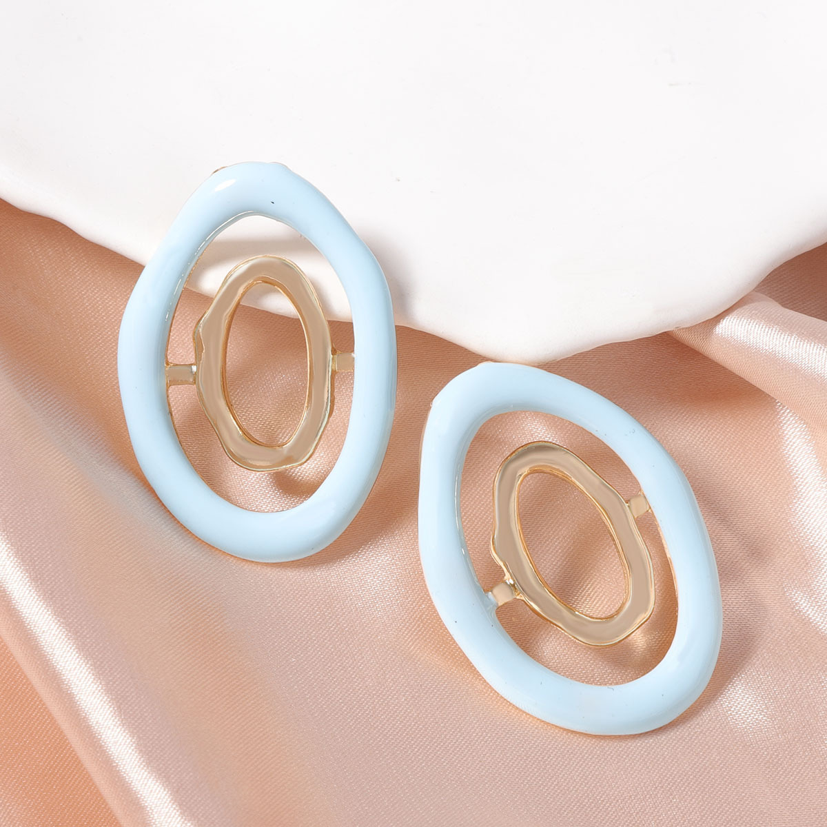 christian dior fashion jewelry Artisanal Boho-Inspired Geometric Oval Zinc costume jewelry 1950s 1960s Alloy Ear Studs - Sleek Irregular Style long necklaces fashion jewelry
