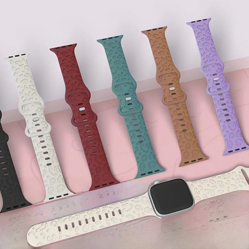 fashion accessory 4 letters Handmade Glam Leopard Silicone Strap different types of fashion accessories for Apple Watch with Butterfly Buckle - Sleek Design chantique fashion & accessories