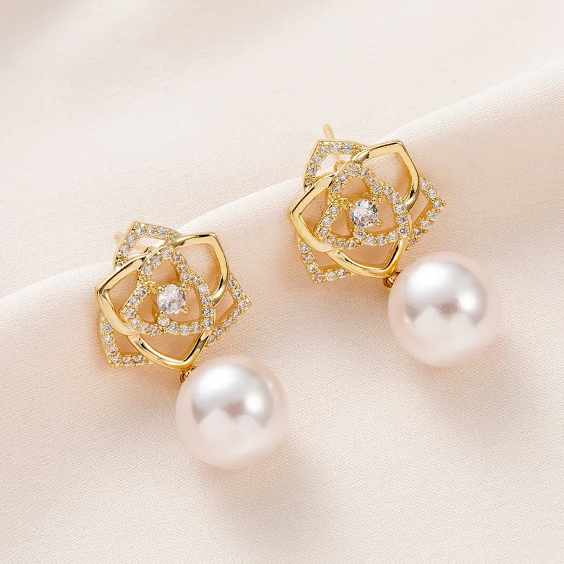 hearnes fine jewelry "Personalized Recycled Geometric Copper Pearl Zircon 24K Gold Drop Earrings – Seasonal 2025 fine jewelry trends Fashion Must-Have" wish fine jewelry