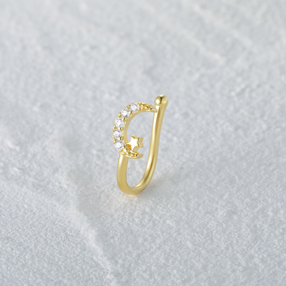 high end graff jewelry Celestial Sparkle: Rustic Star & Moon Nose high quality gold jewelry Studs - Hand-Engraved 925 Sterling Silver Luxury high end wood jewelry box