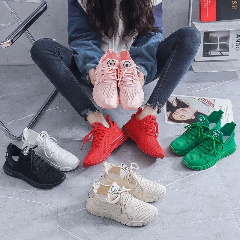 trendy Eco-Chic Women's Polished Scratch-Resistant Upcycled recycled Round-Toe Sneakers – Wholesale Solid Color Sports Style organic