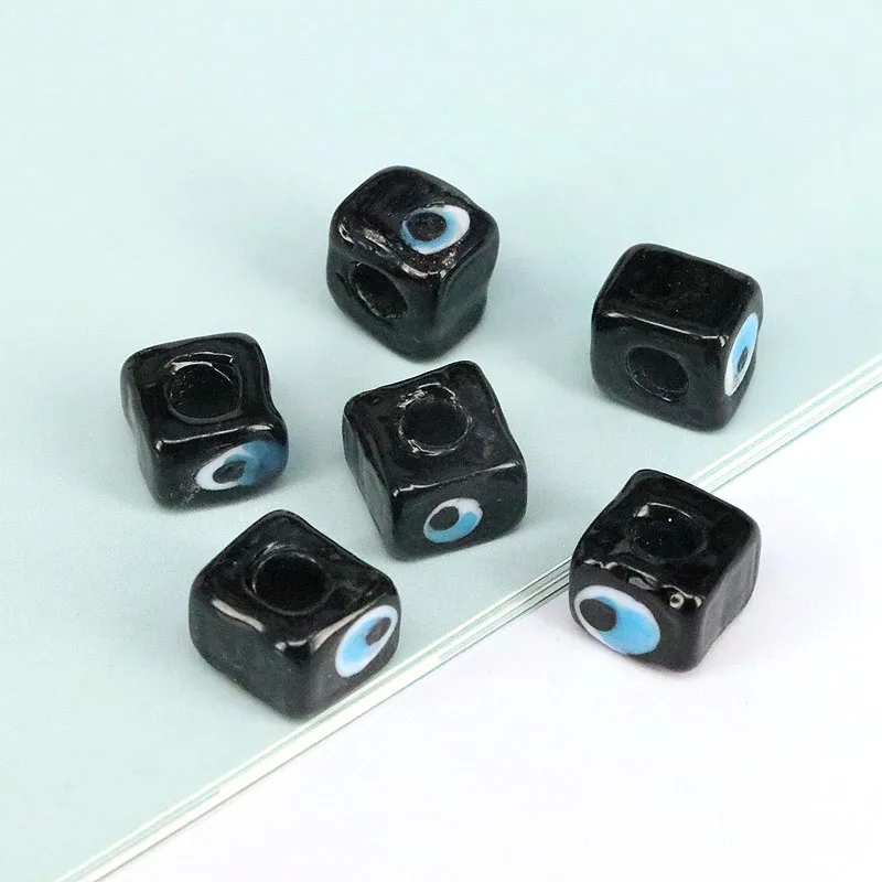 x jewellery rubber links "Premium 10x8mm Glass Square Eye Beads - Masculine Tribal Design Eye-Catching & jewelry marking 750 Fashion-Forward" jewelry making at home