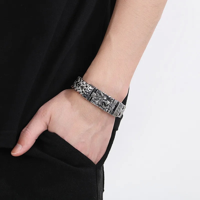 19th century men's jewelry "Luxury Matte Artsy Wolf 304 Stainless Steel Men's men's jewelry types Bracelet – Trendsetting Hip-Hop Style" men's jewelry real