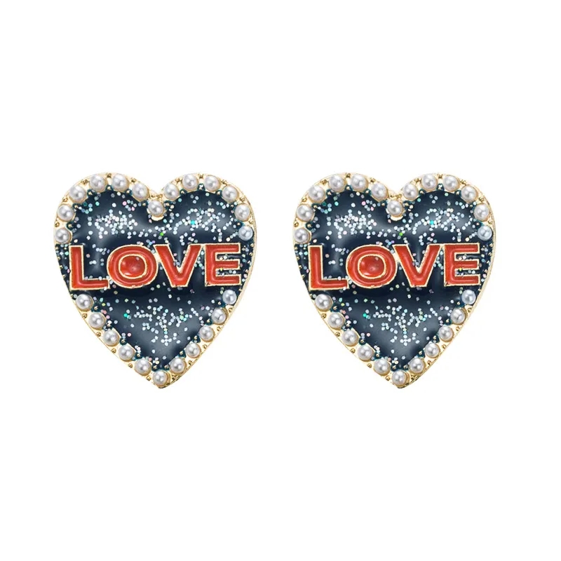 925 sterling silver fashion jewelry sets "Glamorous Oil Drip Acrylic Heart Letter Alloy Earrings – fashion jewelry keychain company Refined & Eye-Catching European Style" fashion jewelry tarnish