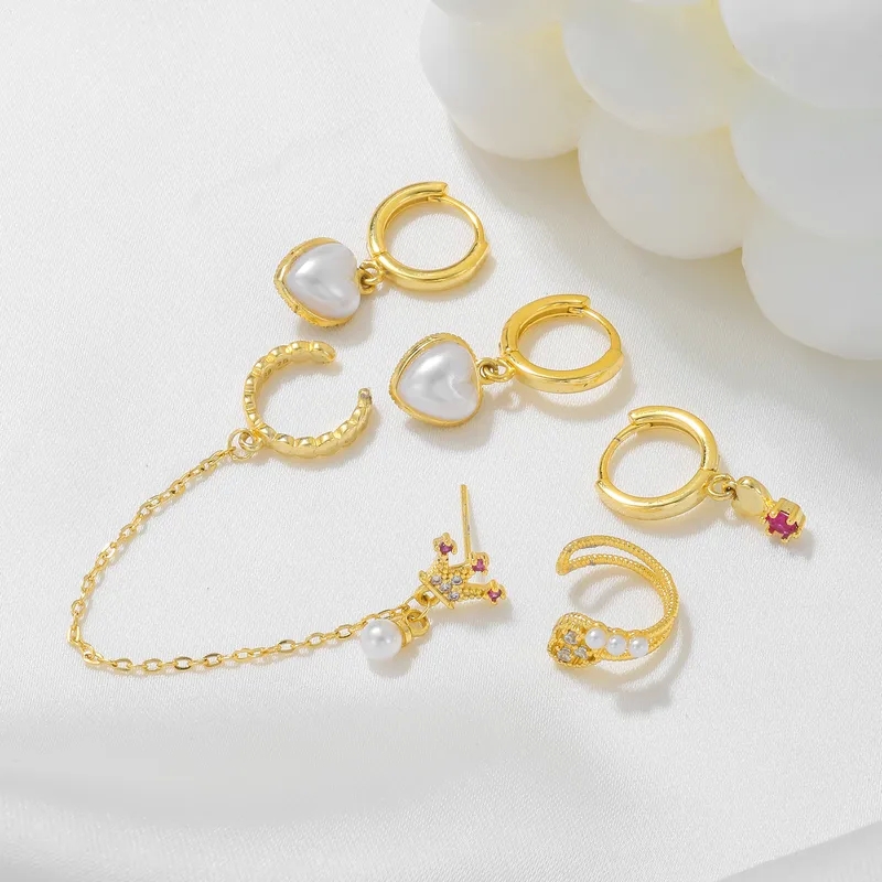 amy's fine jewelry "Exclusive 4-Piece fine jewelry necklace Heart-Shaped Brass Pearl Drop Earrings – Timeless 18K Gold-Plated Fashion Must-Have" fine jewelry watches
